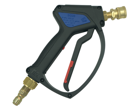 MTM Hydro SG28 Spray Gun, 4000 PSI, 12 GPM, with Brass Plated Fittings Installed
