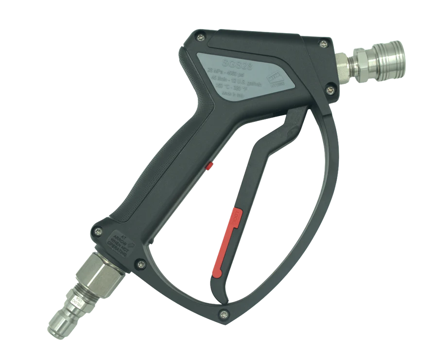 MTM Hydro SGS28 Spray Gun, 3/8", 4000 PSI, 12 GPM, Live Swivel, PRIMA QC Fittings Installed